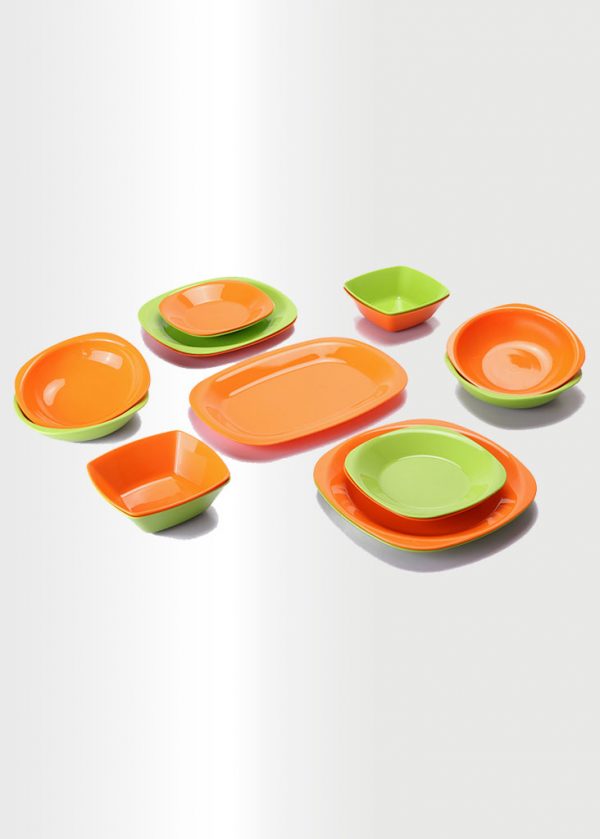 Dinnerware Set – Orange & Lime