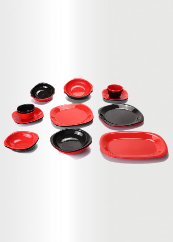 Dinnerware Set – Red & Black